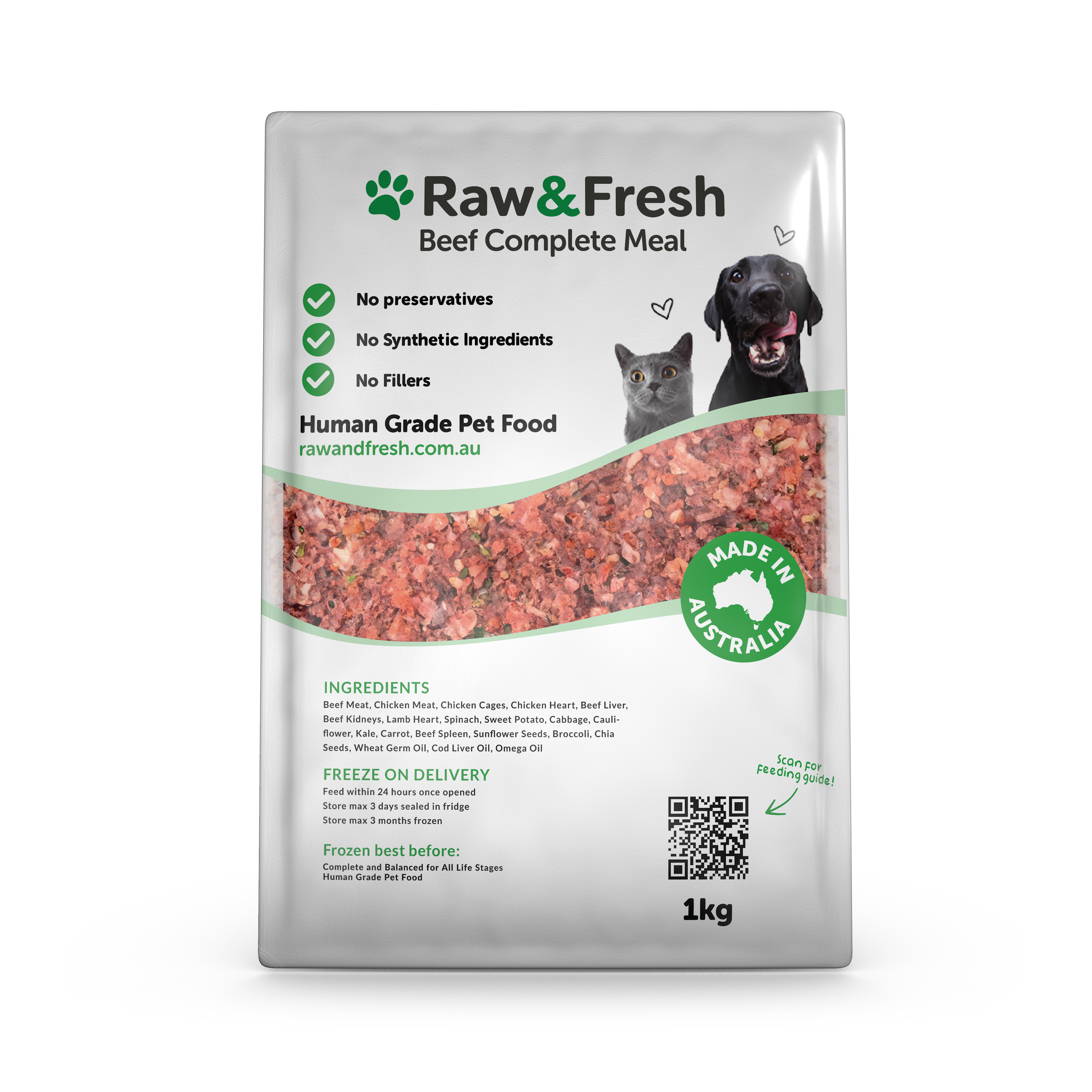 Beef Complete Raw Dog Food Recipe Bowl