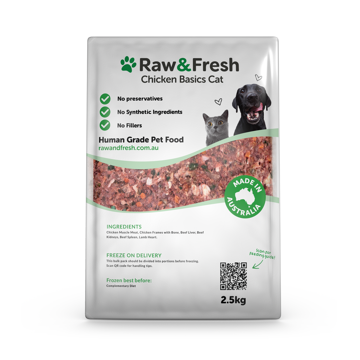 Raw Chicken Bulk Cat Food 2.5kg Home Delivered Raw Fresh