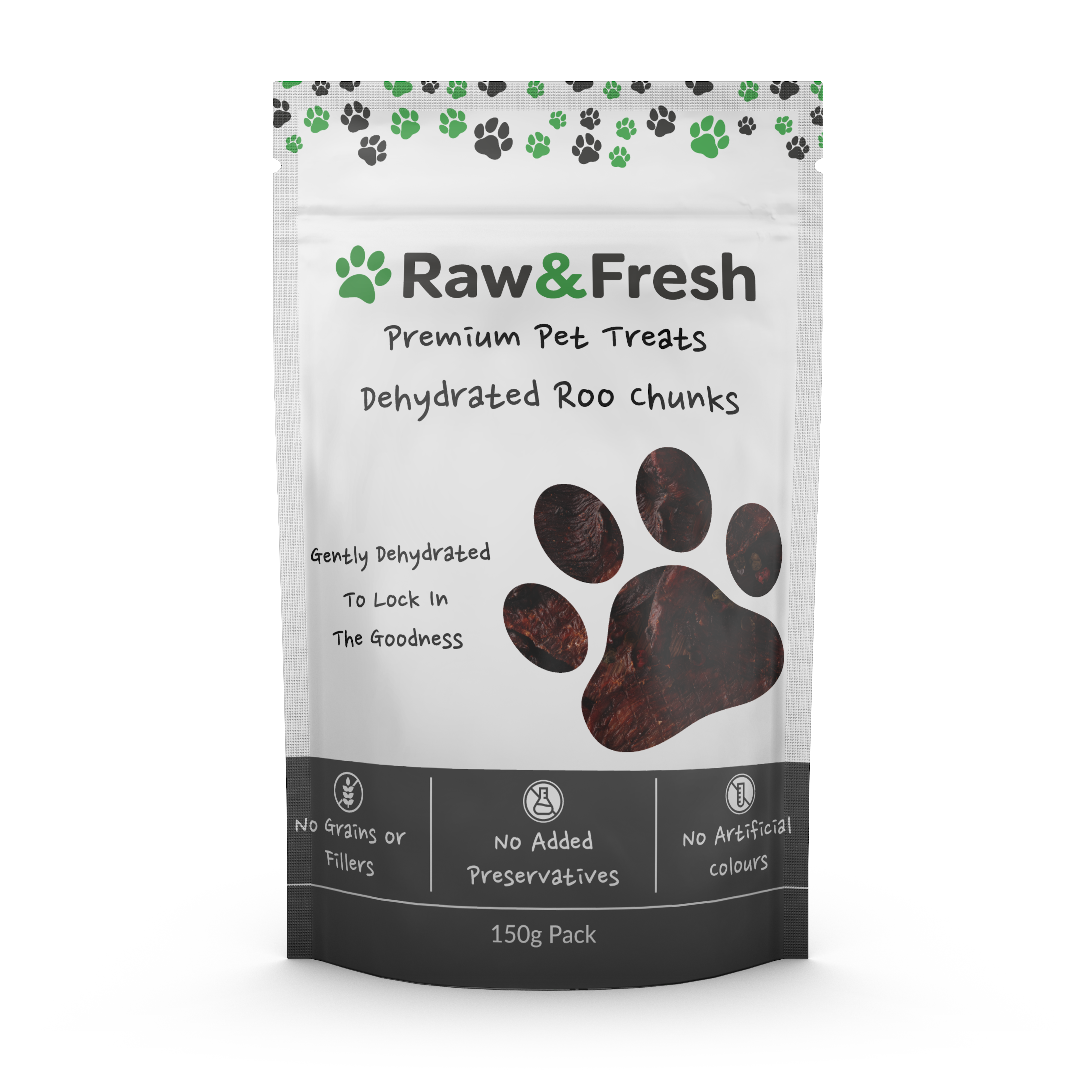 Raw & Fresh Dehydrated Kangaroo Chunks Dog Treats 150g Pack
