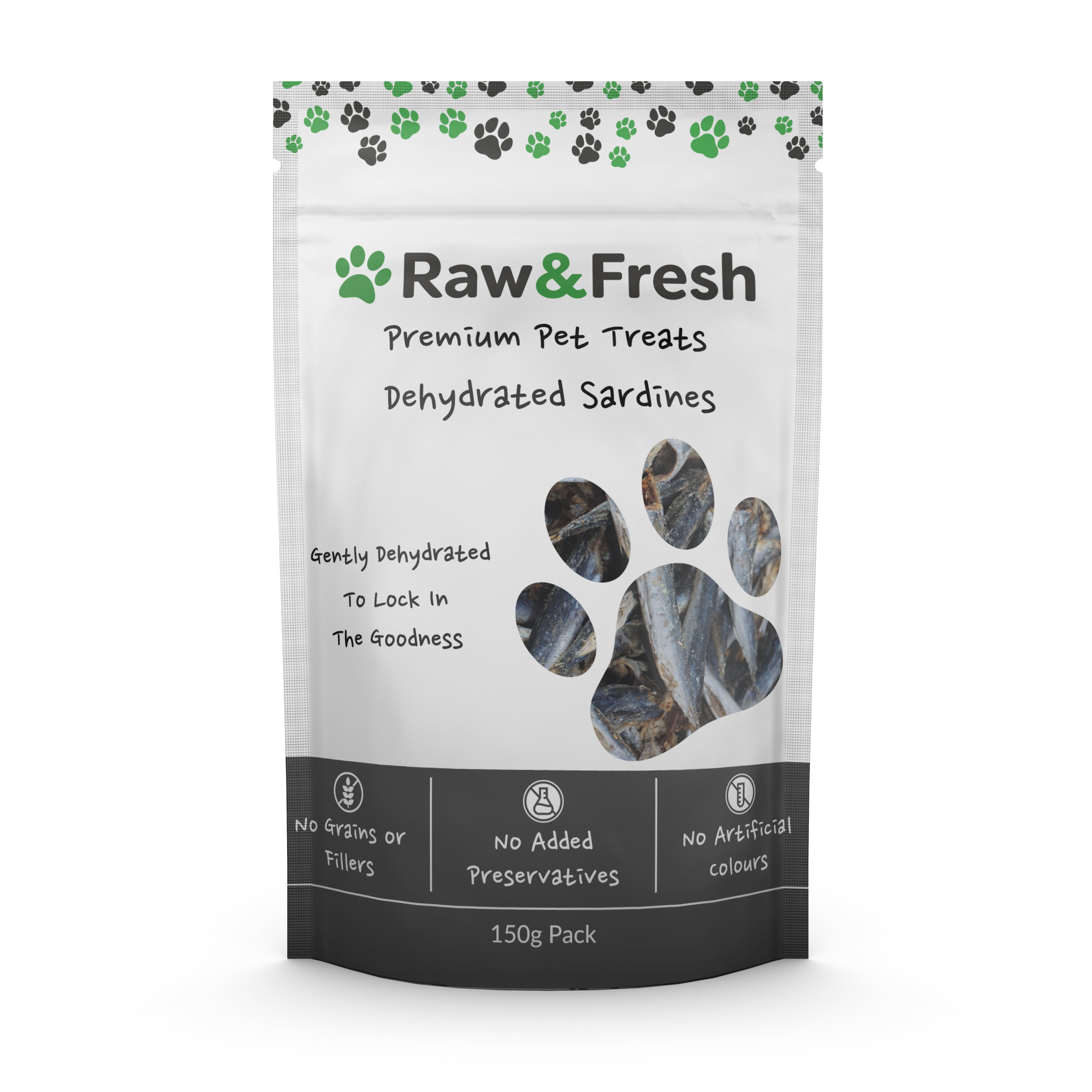 Raw & Fresh Dehydrated Whole Sardines Dog Treats 150g Pack