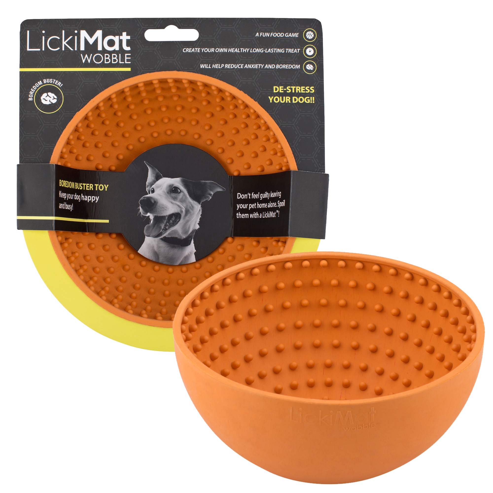 Orange LickiMat Wobble Licking Bowl For Dogs